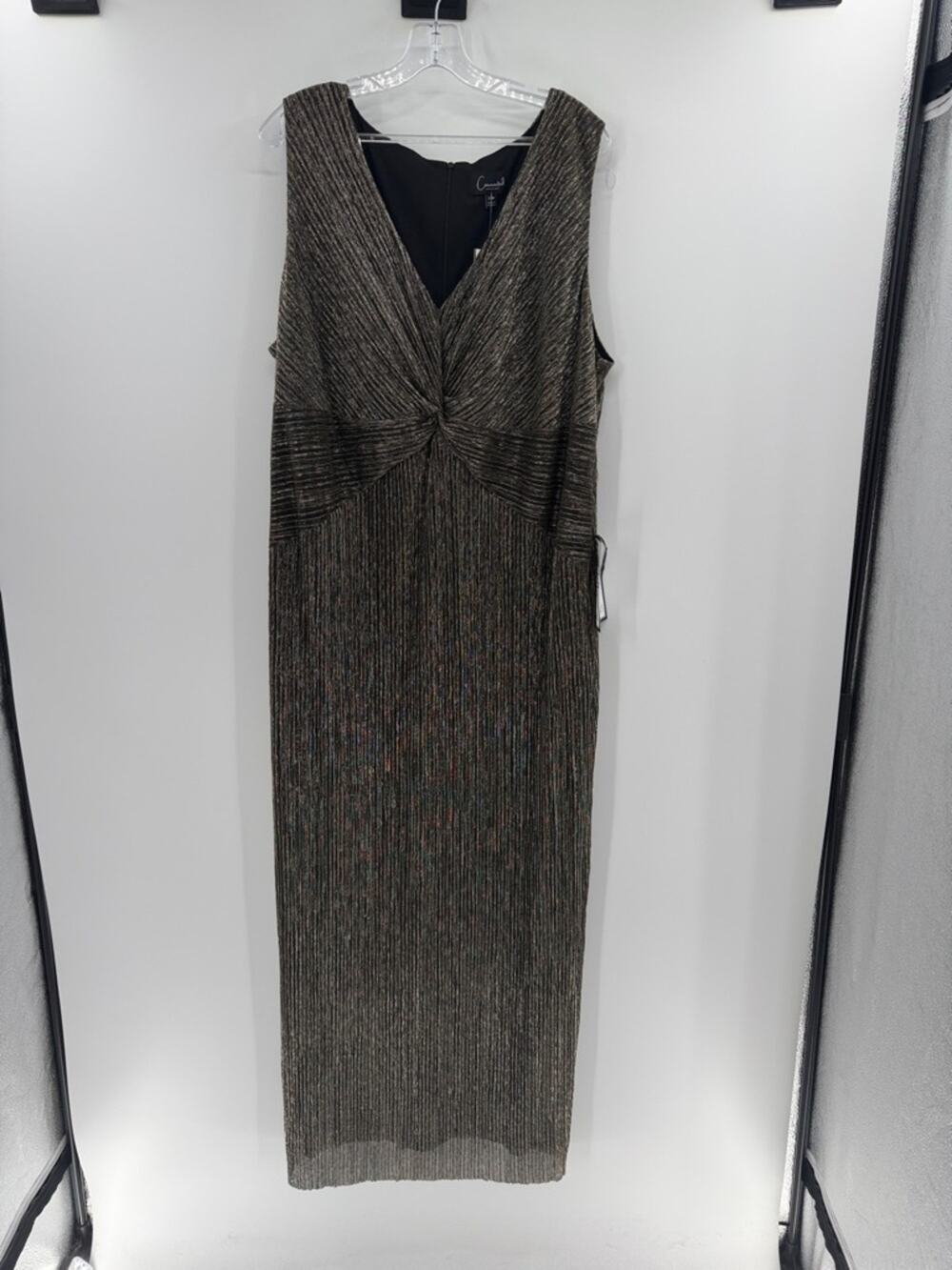 Connected Apparel Women's Sleeveless Metallic Maxi Dress - Black/Gold - 22W NWT